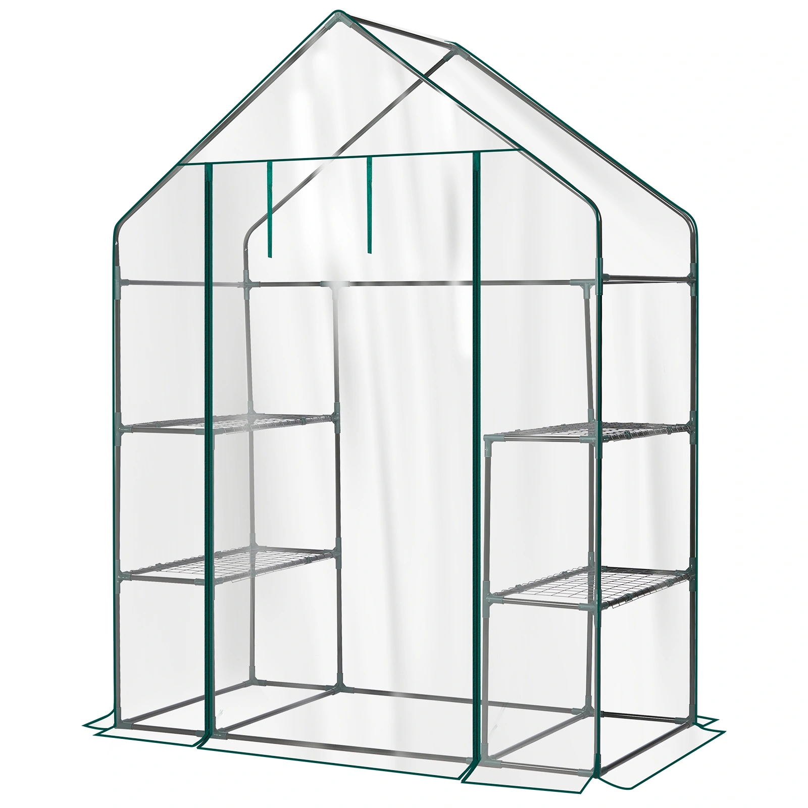 Mini Walk-in Greenhouse 56x29x77 Inch 4-Shelf PVC Cover Indoor Outdoor Plant Gardening Green House Transparent view 7