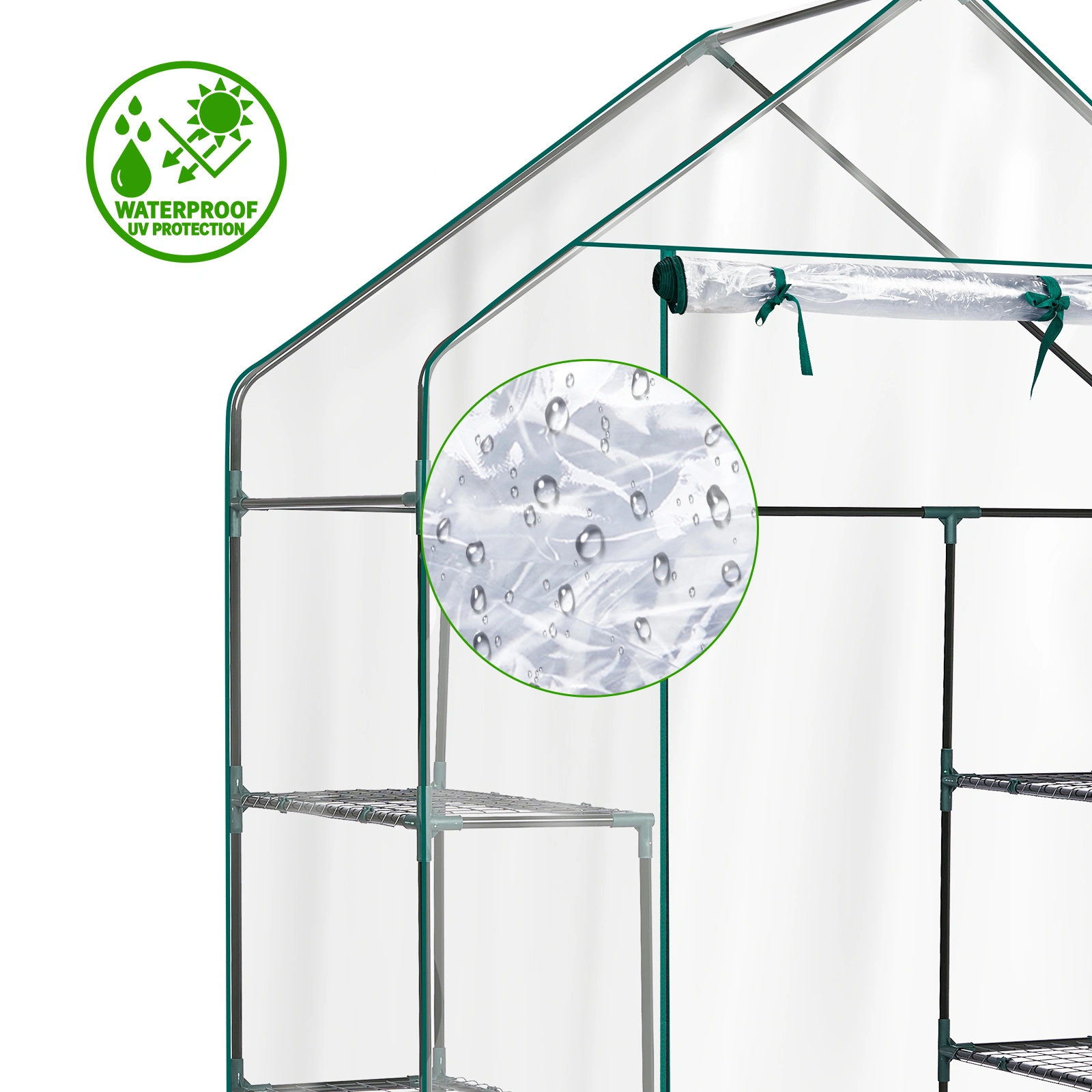 Mini Walk-in Greenhouse 56x29x77 Inch 4-Shelf PVC Cover Indoor Outdoor Plant Gardening Green House Transparent view 8