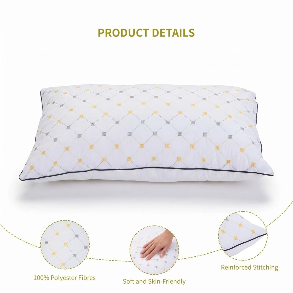 Hotel Quality Pack of 2 White Plump Pillows, Bounce Back Anti-Allergic Breathable Bedding view 4