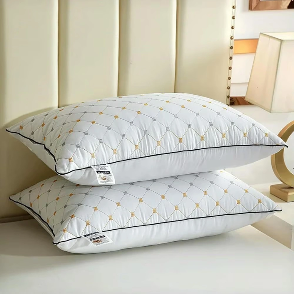 Hotel Quality Pack of 2 White Plump Pillows, Bounce Back Anti-Allergic Breathable Bedding view 5