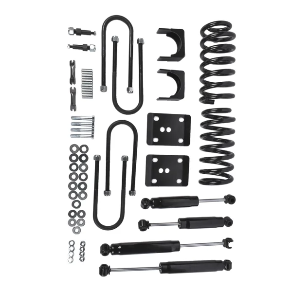 3" / 5" Drop Lowering Flip Kit Fit for Chevrolet C10 GMC C15 1973-1987 Springs & Shocks Black view 3