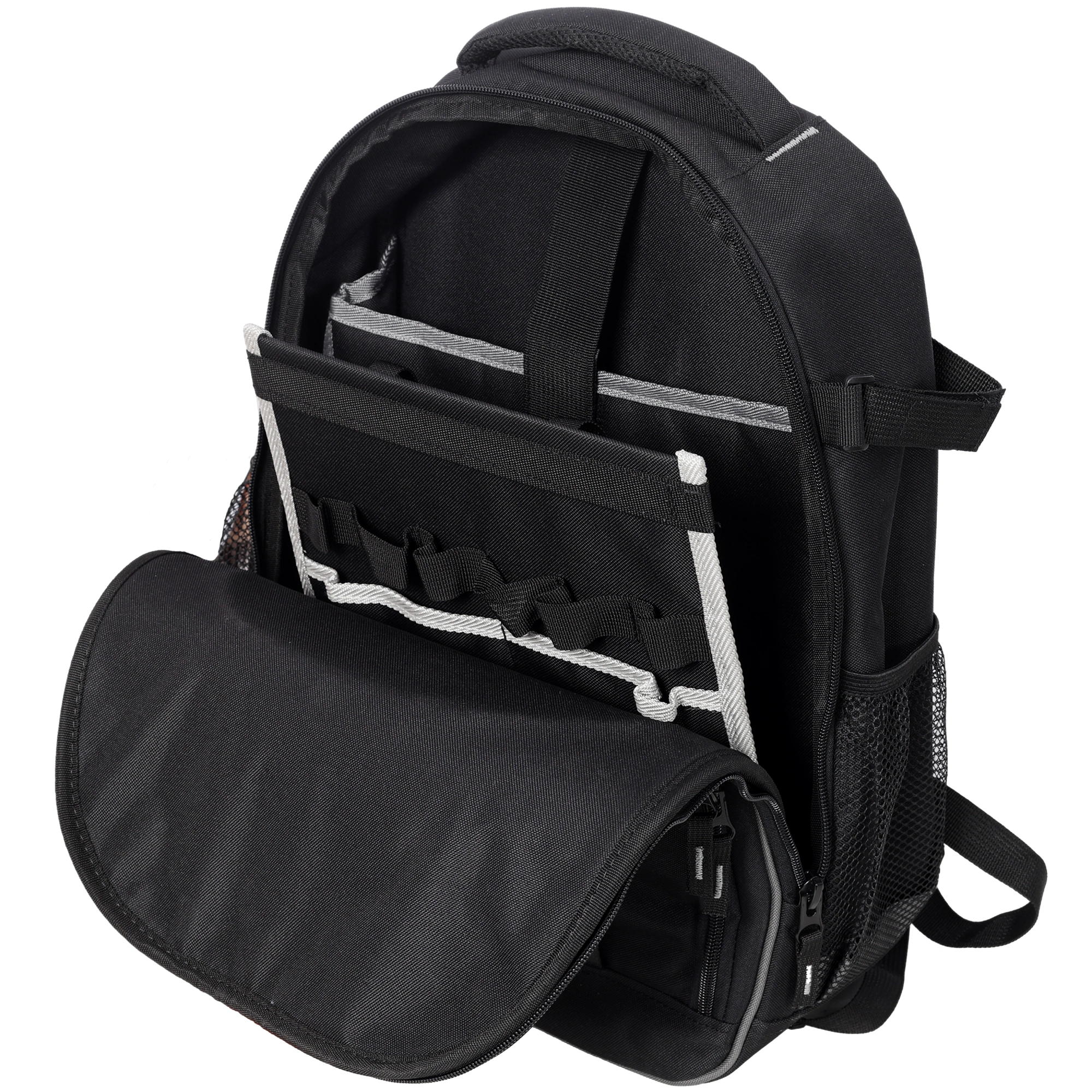 Oxford Cloth Multifunctional Tool Backpack, Heavy-Duty Tool Bag with Multiple Pockets for Electricians and Technicians view 5