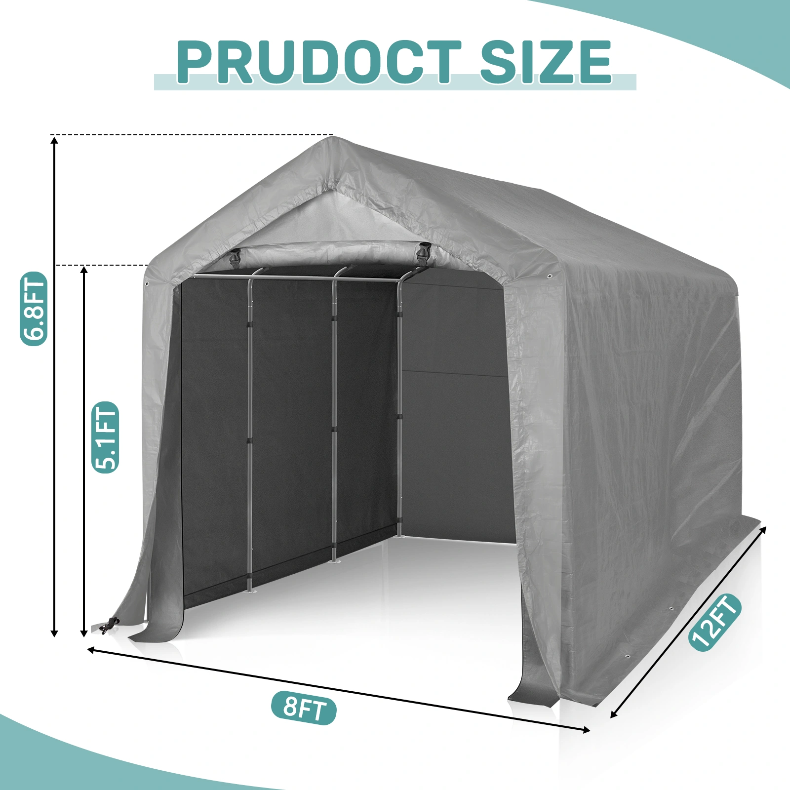 8'X 12'outdoor storage shelter shed view 15