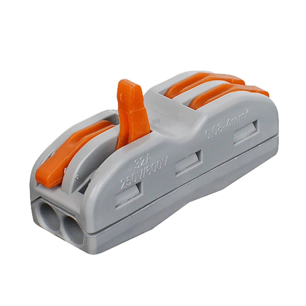2-Way Spring Lever Wire Connector, Reusable Electrical Terminal Block for Cable Wiring view 2