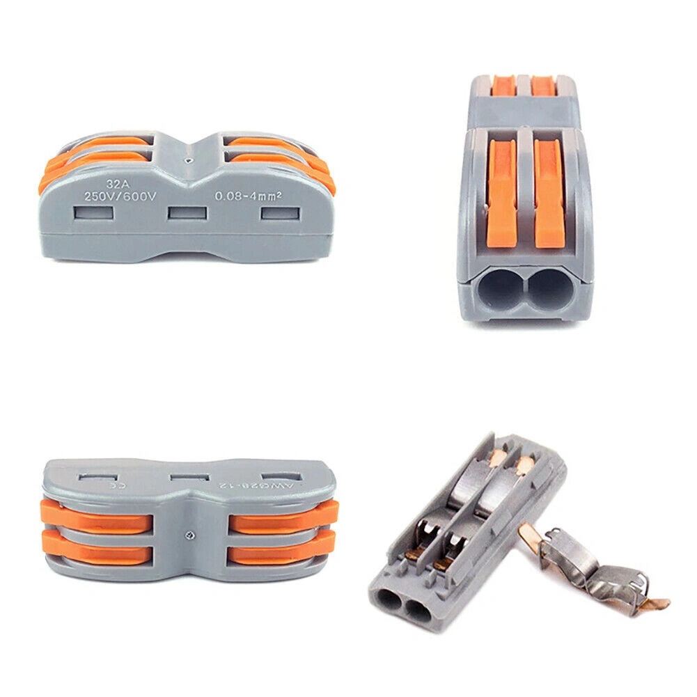 2-Way Spring Lever Wire Connector, Reusable Electrical Terminal Block for Cable Wiring view 4