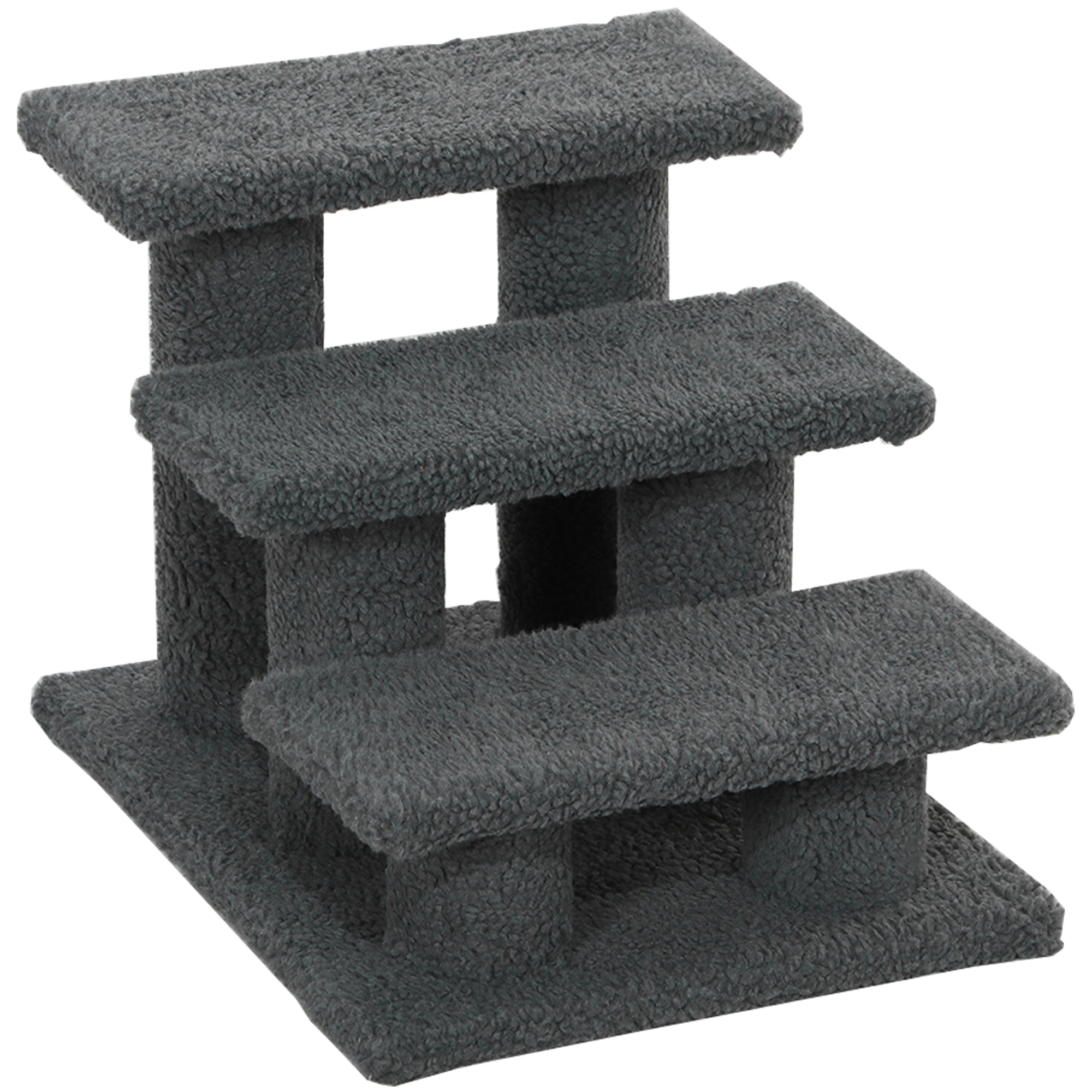 Pet Stairs for Dogs & Cats | 3-Tier Foam Steps with Scratching Post | Soft Side Steps for Senior Small Pets Easy Bed Access view 2