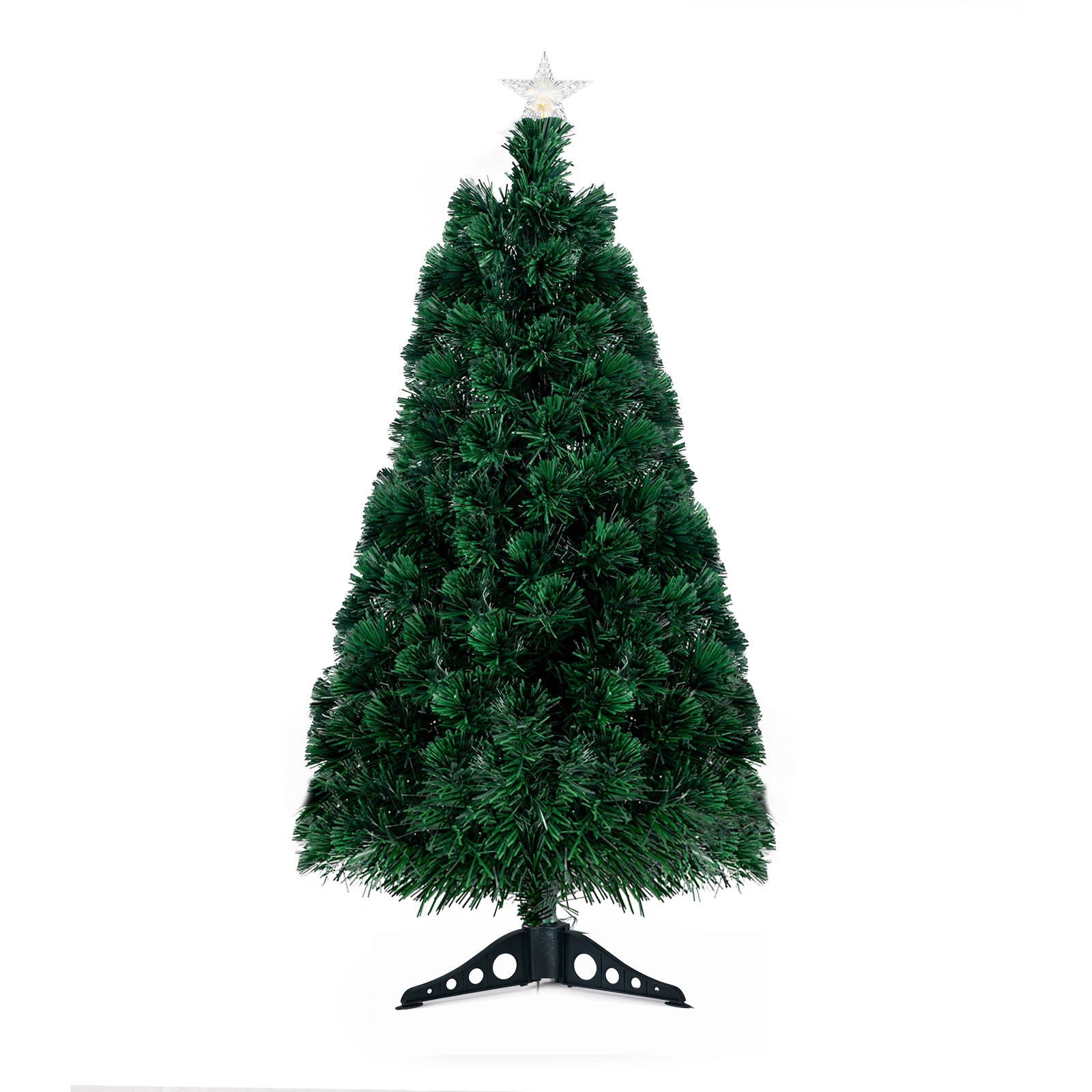 FCH 3ft Fiber Optic Christmas Tree with Stars Top, Color-Changing Lights, 85 PVC Branches, Plastic Base view 2