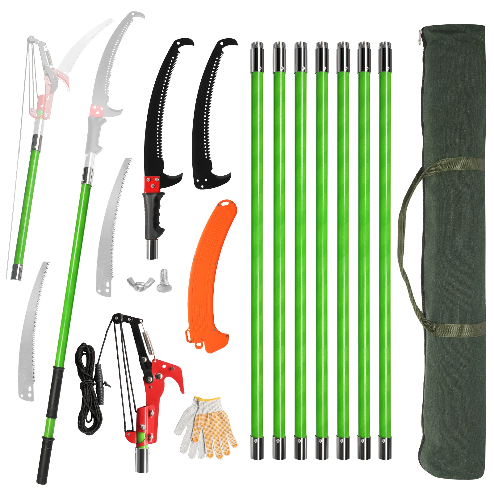 30ft Manual Pole Saw with Sharp Steel Blade, Lightweight Long Handle Pruner for Trimming Palm, Pear, Fir Trees and High Shrubs view 2