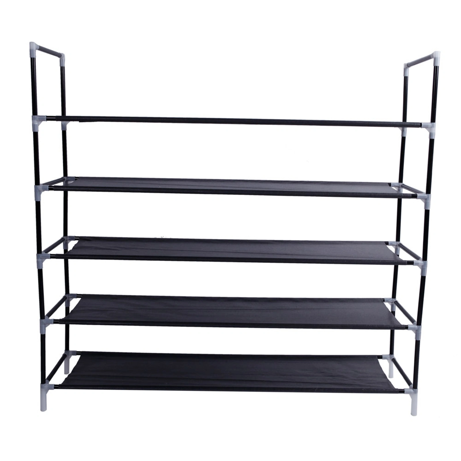 5-Tier Non-Woven Fabric Shoe Rack with Handle, Easy Assembly, Space-Saving Shoe Organizer, Black view 3