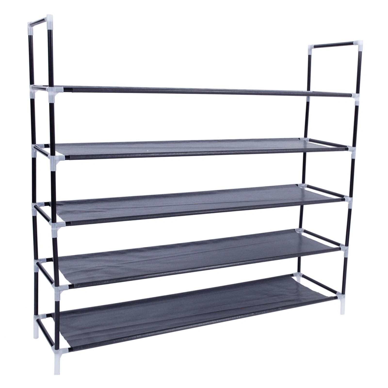 5-Tier Non-Woven Fabric Shoe Rack with Handle, Easy Assembly, Space-Saving Shoe Organizer, Black view 4