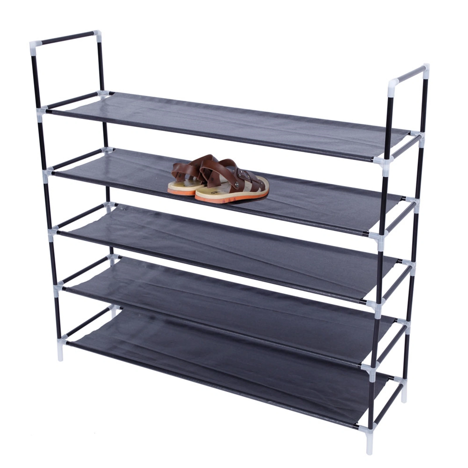 5-Tier Non-Woven Fabric Shoe Rack with Handle, Easy Assembly, Space-Saving Shoe Organizer, Black view 8