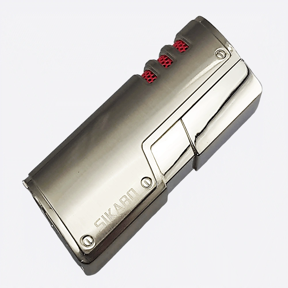 SIKARO CYCLONE Triple Torch Lighter, Silver, Includes Cigar Punch, Refillable Adjustable Flame for Cigar, Cigarette, Kitchen, Outdoor