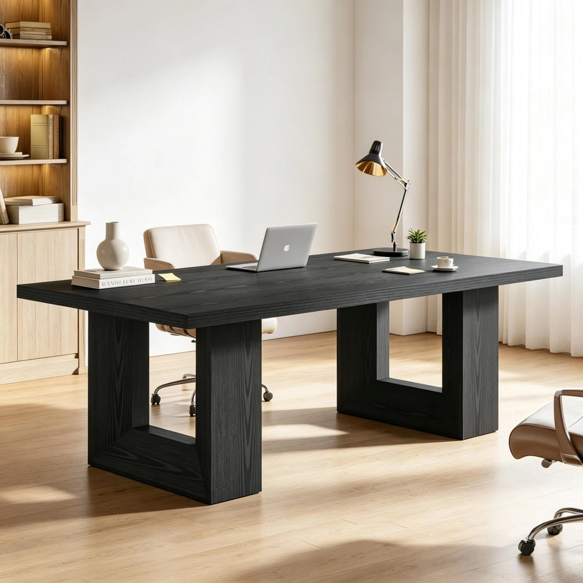62.99" Rectangular Executive Computer Desk, Conference Table for 6-8 Persons, Office Meeting Workstation