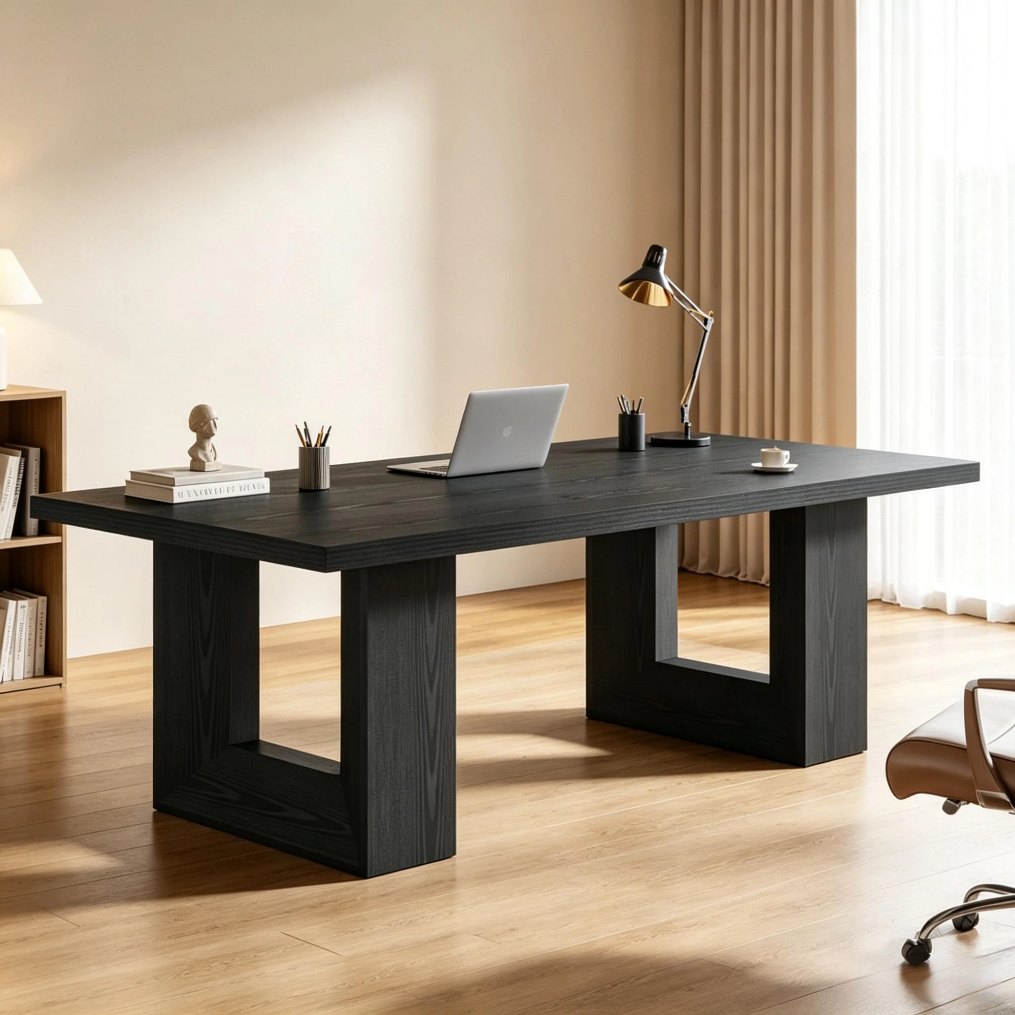 62.99" Rectangular Executive Computer Desk, Conference Table for 6-8 Persons, Office Meeting Workstation view 5