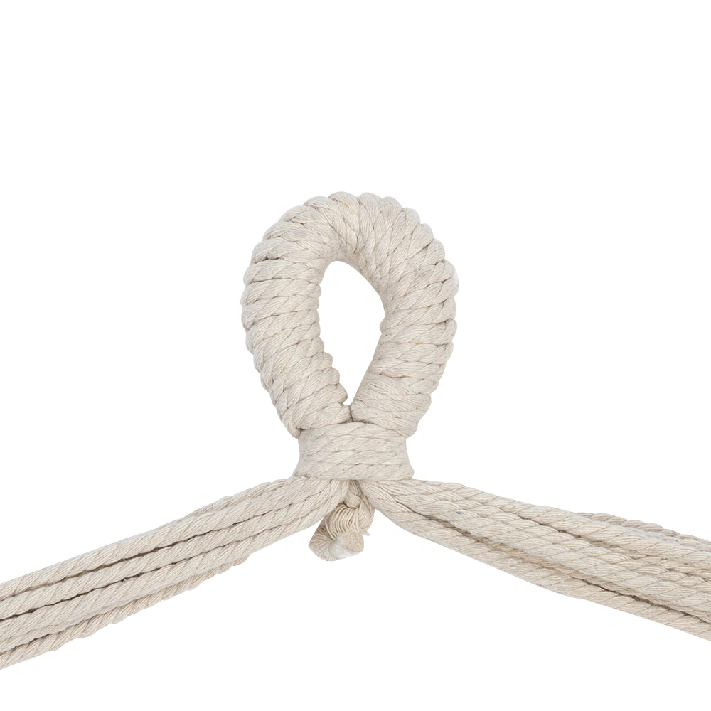 Distinctive Cotton Canvas Hanging Rope Chair with Pillows Beige view 6