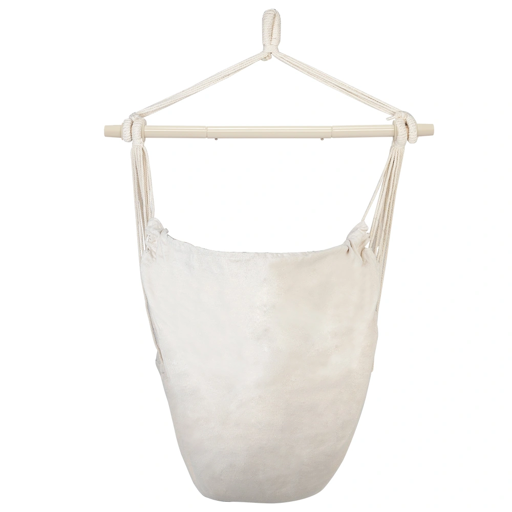 Distinctive Cotton Canvas Hanging Rope Chair with Pillows Beige view 7