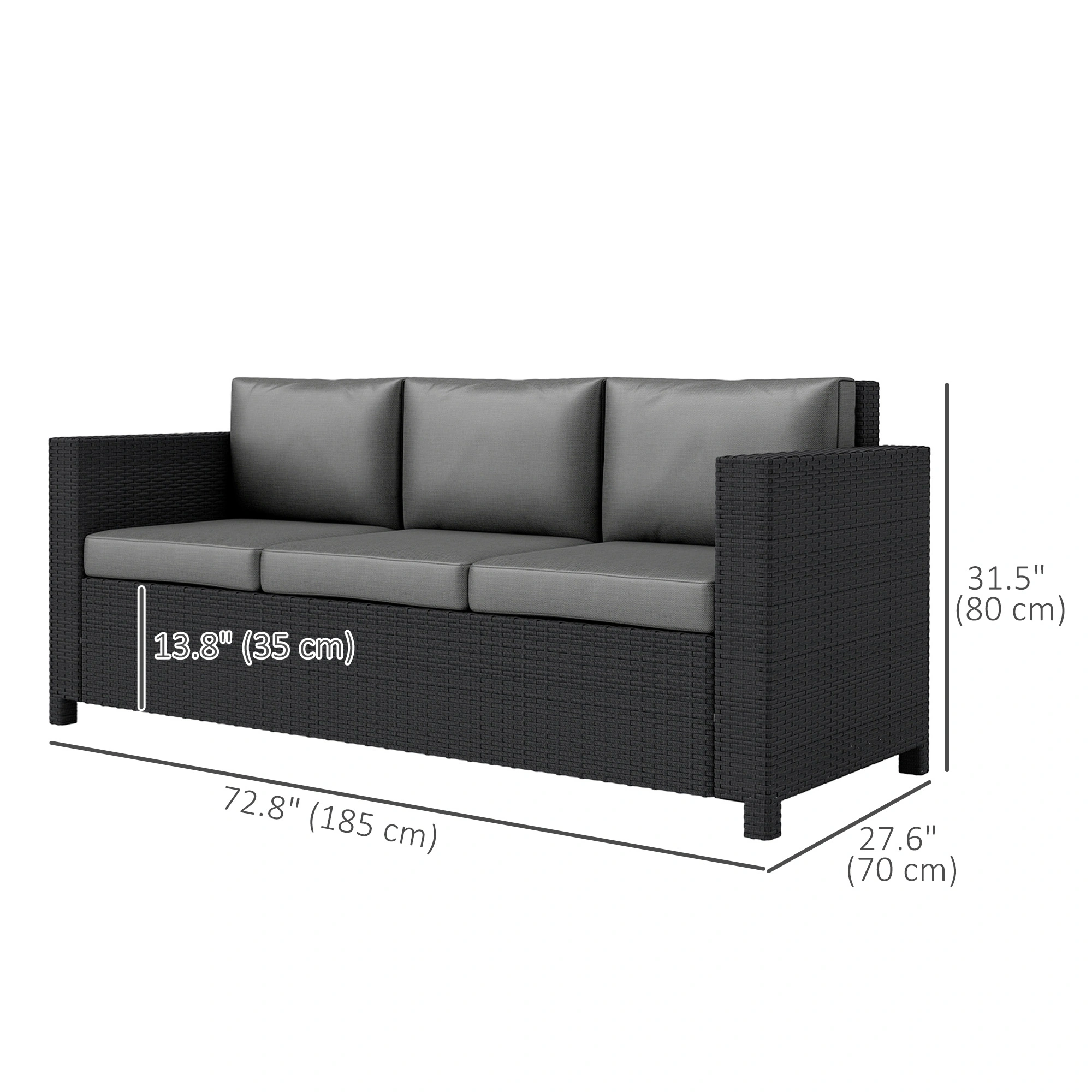 Patio Furniture Set 5 Piece Outdoor Rattan Wicker Sofa Chair Cushion Garden Court Seating view 2