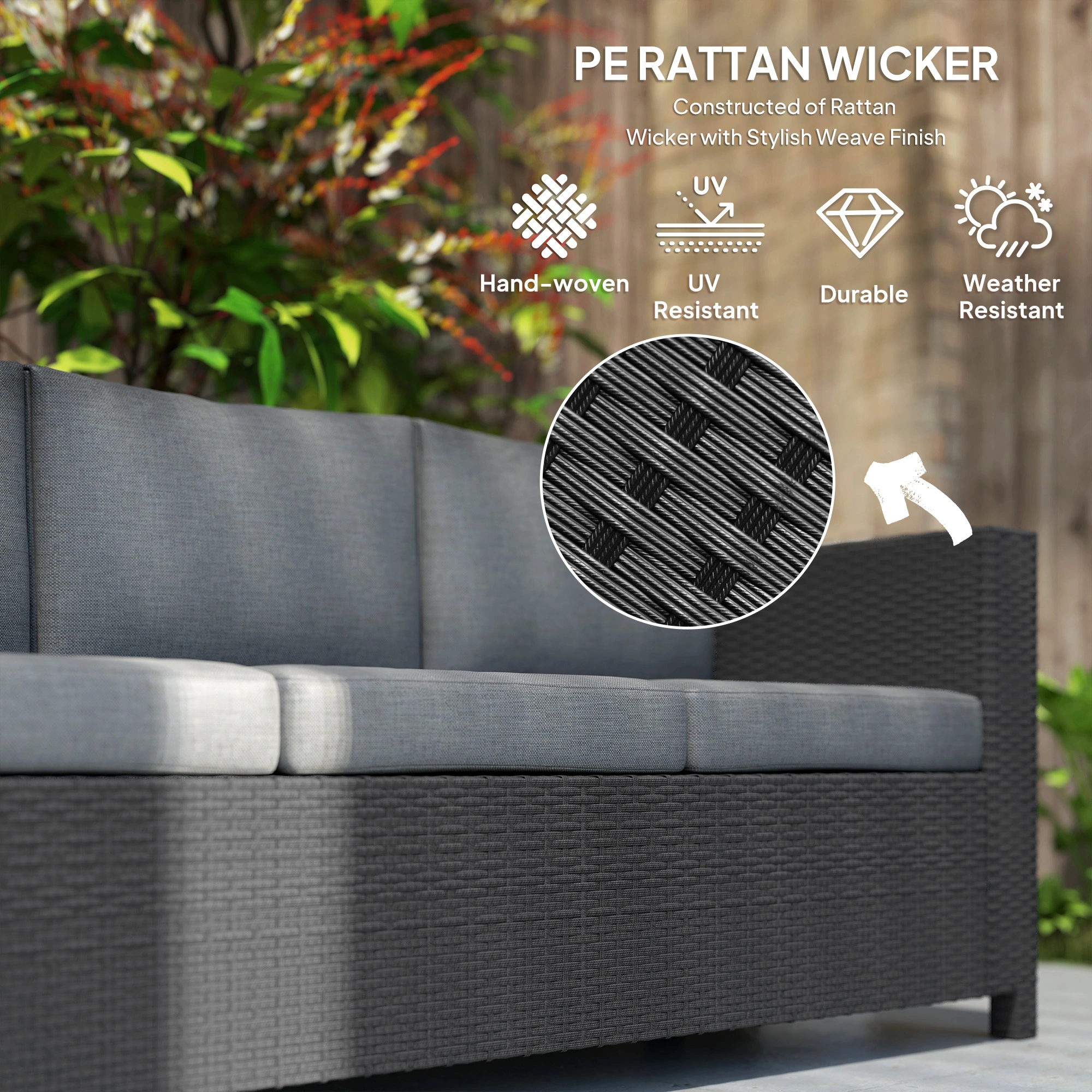 Patio Furniture Set 5 Piece Outdoor Rattan Wicker Sofa Chair Cushion Garden Court Seating view 3
