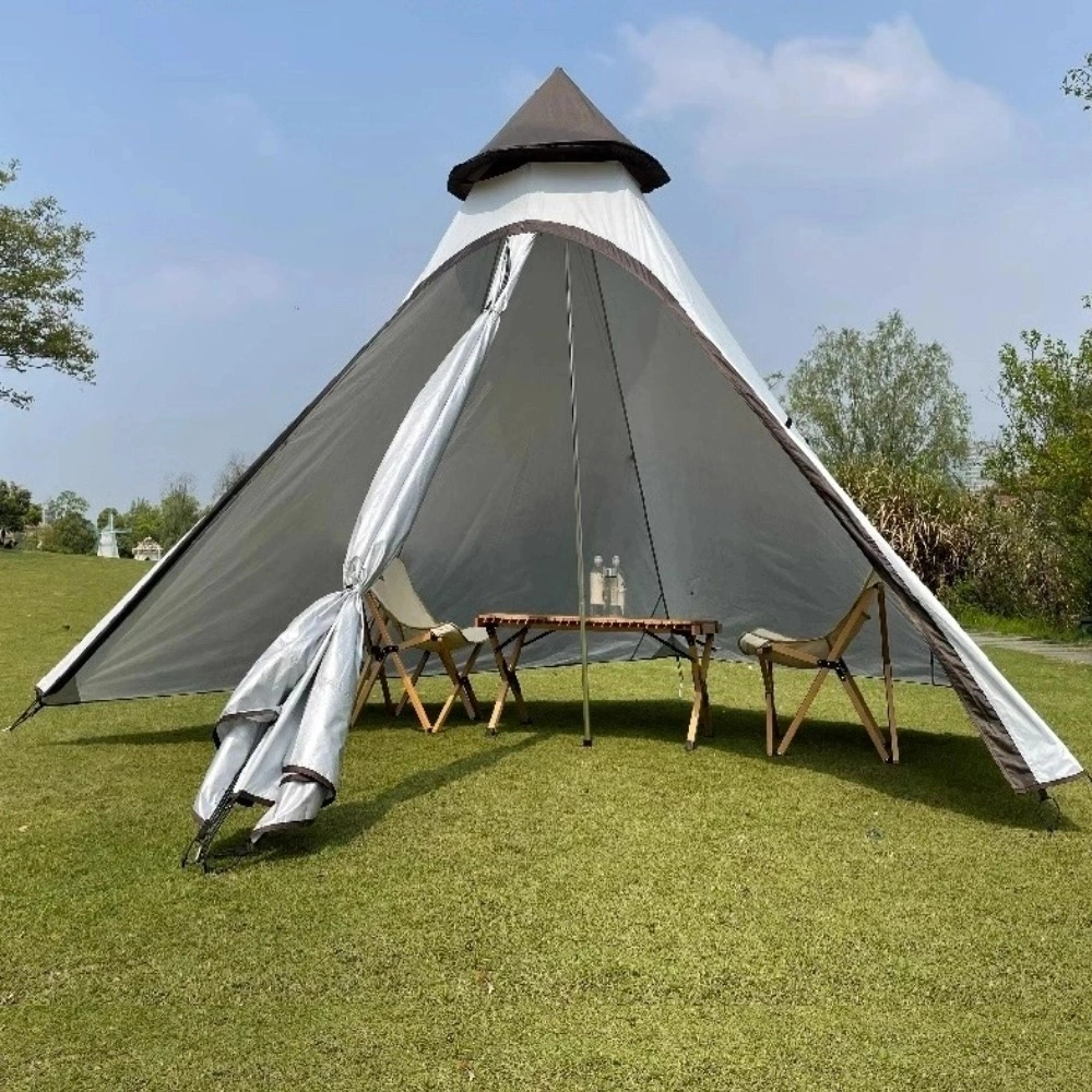 3-4 Person Double Layer Indian Pyramid Tent Camping Shelter Outdoor Adventure view 2