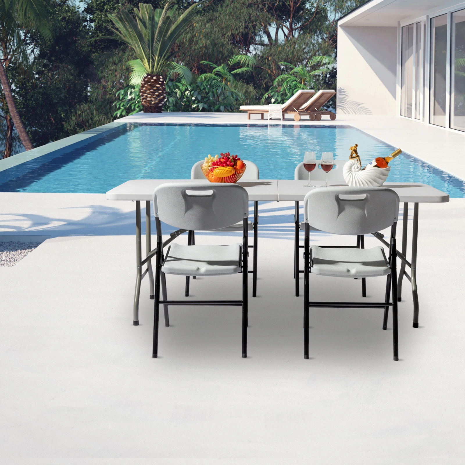 6' Folding Table Portable Plastic Indoor Outdoor Picnic Party Dining Camping Tables view 115