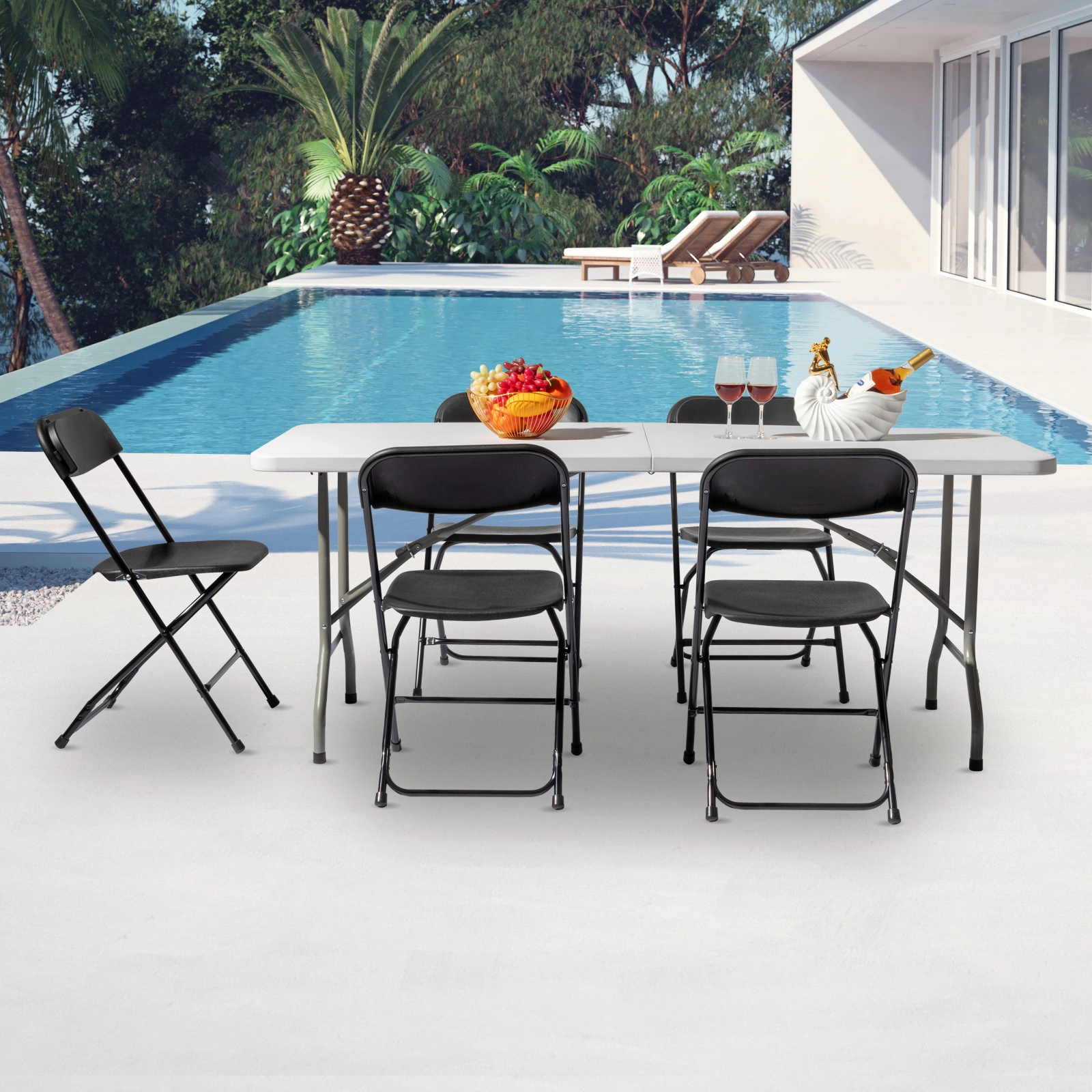 6' Folding Table Portable Plastic Indoor Outdoor Picnic Party Dining Camping Tables view 117