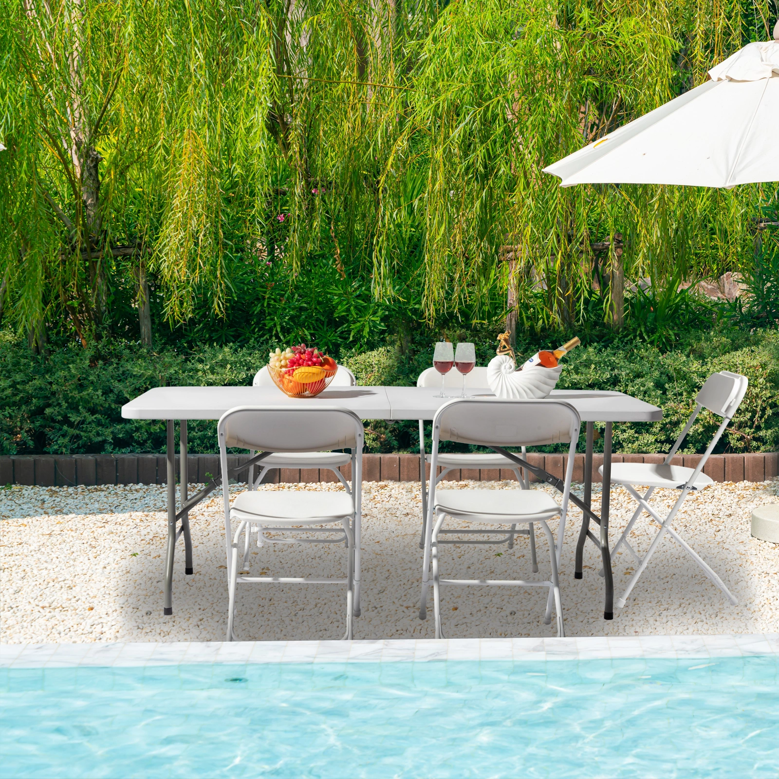 6' Folding Table Portable Plastic Indoor Outdoor Picnic Party Dining Camping Tables view 27