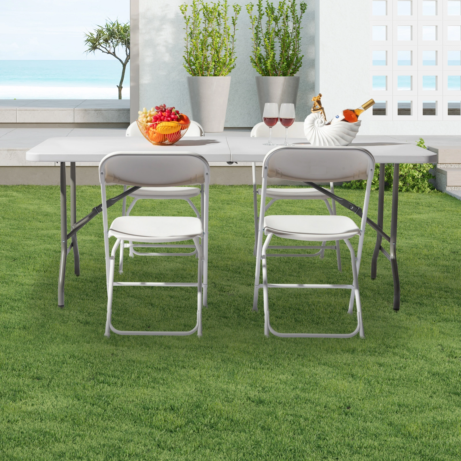 6' Folding Table Portable Plastic Indoor Outdoor Picnic Party Dining Camping Tables view 30