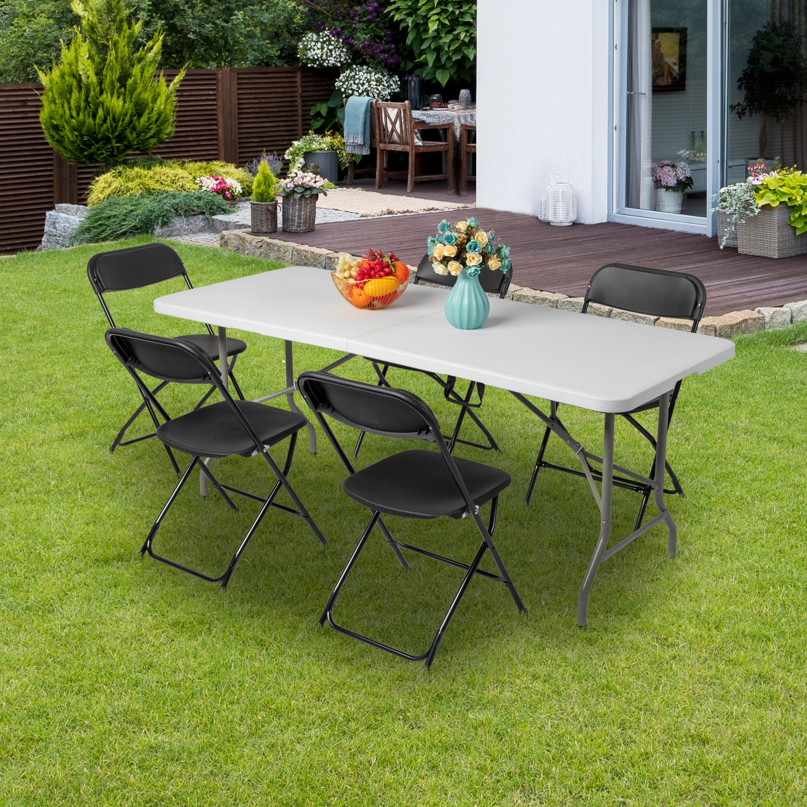 6' Folding Table Portable Plastic Indoor Outdoor Picnic Party Dining Camping Tables view 55