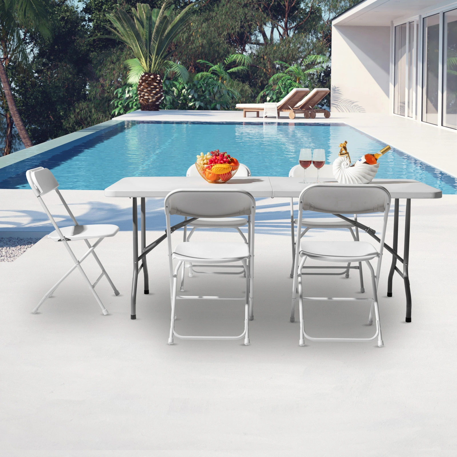 6' Folding Table Portable Plastic Indoor Outdoor Picnic Party Dining Camping Tables view 59