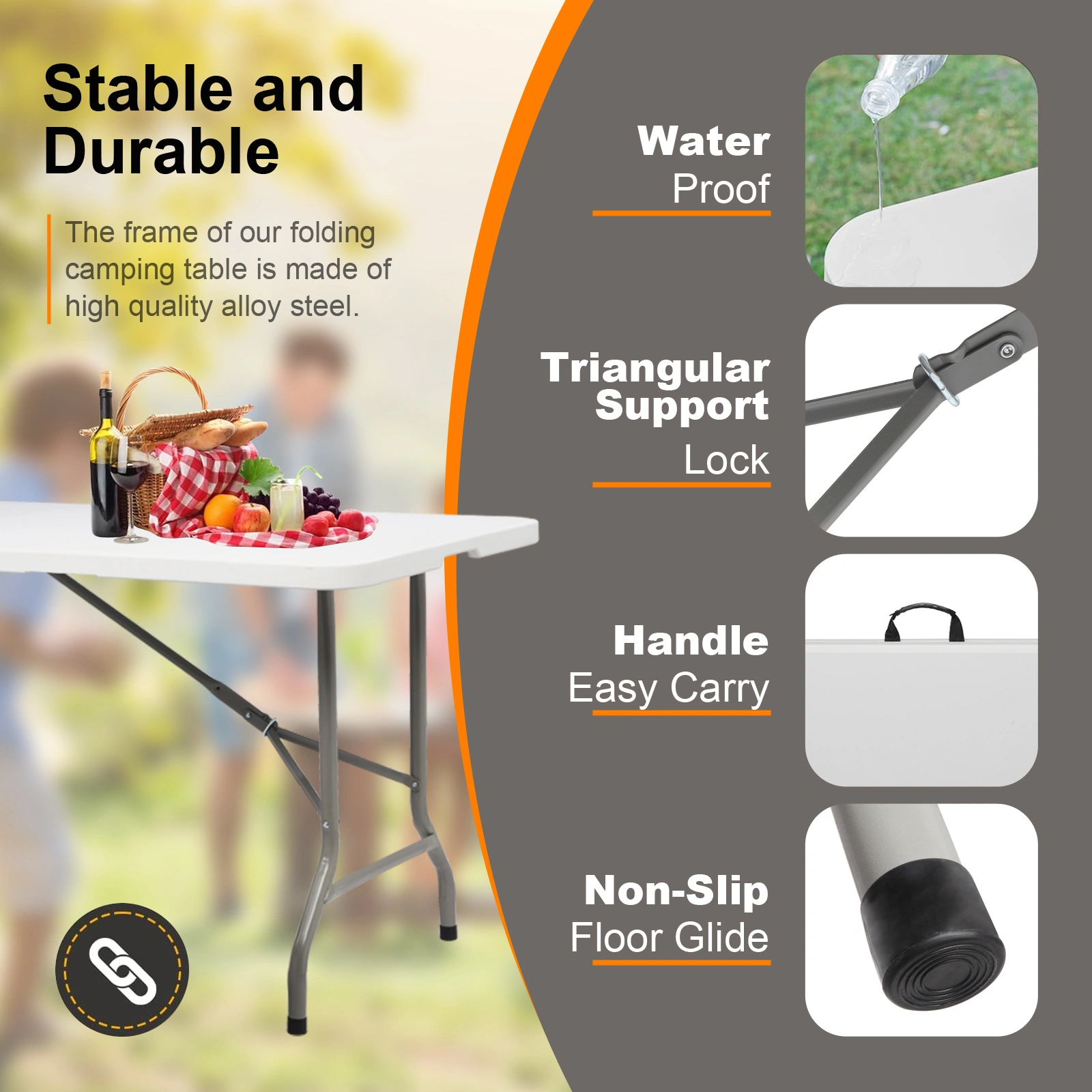 6' Folding Table Portable Plastic Indoor Outdoor Picnic Party Dining Camping Tables view 75