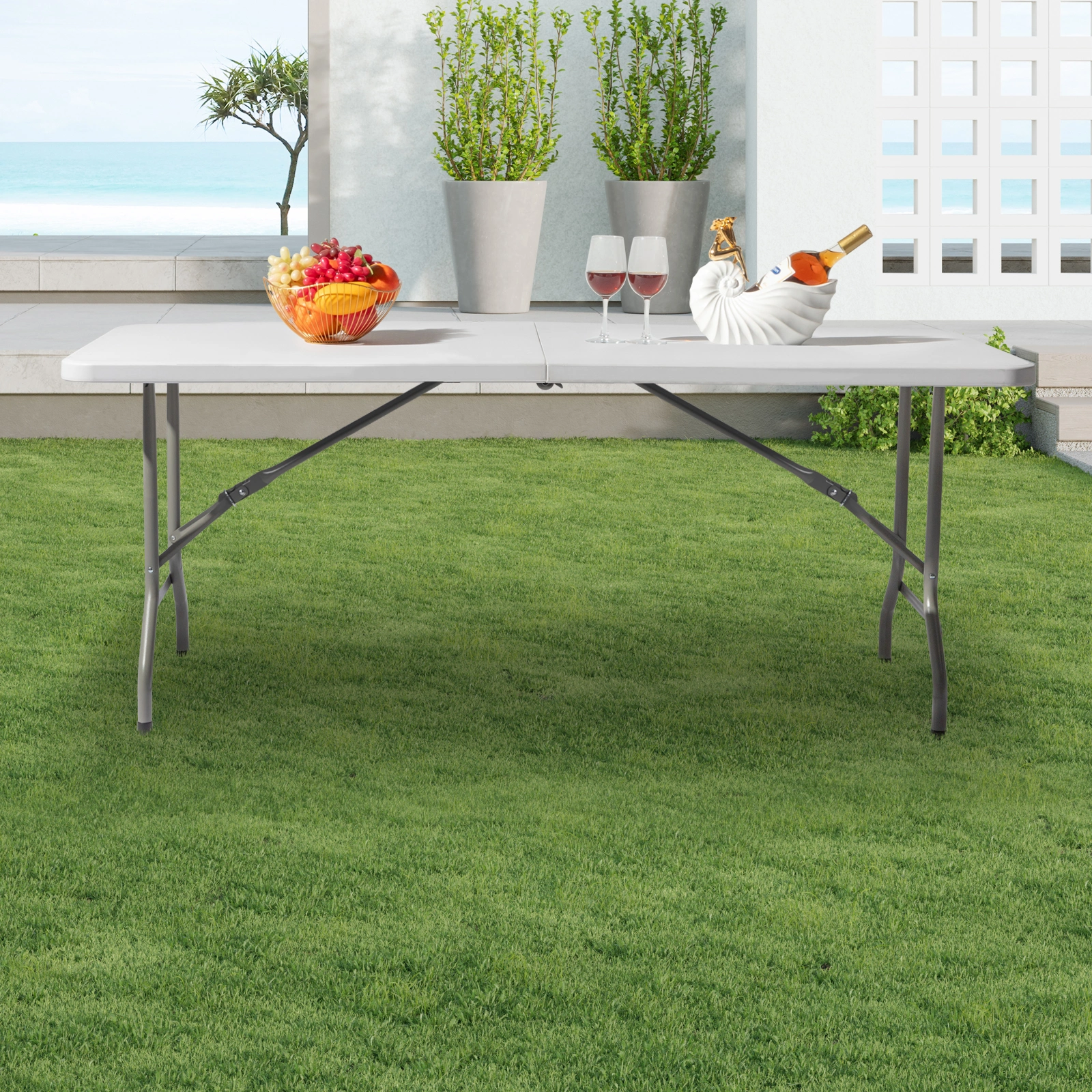 6' Folding Table Portable Plastic Indoor Outdoor Picnic Party Dining Camping Tables view 83