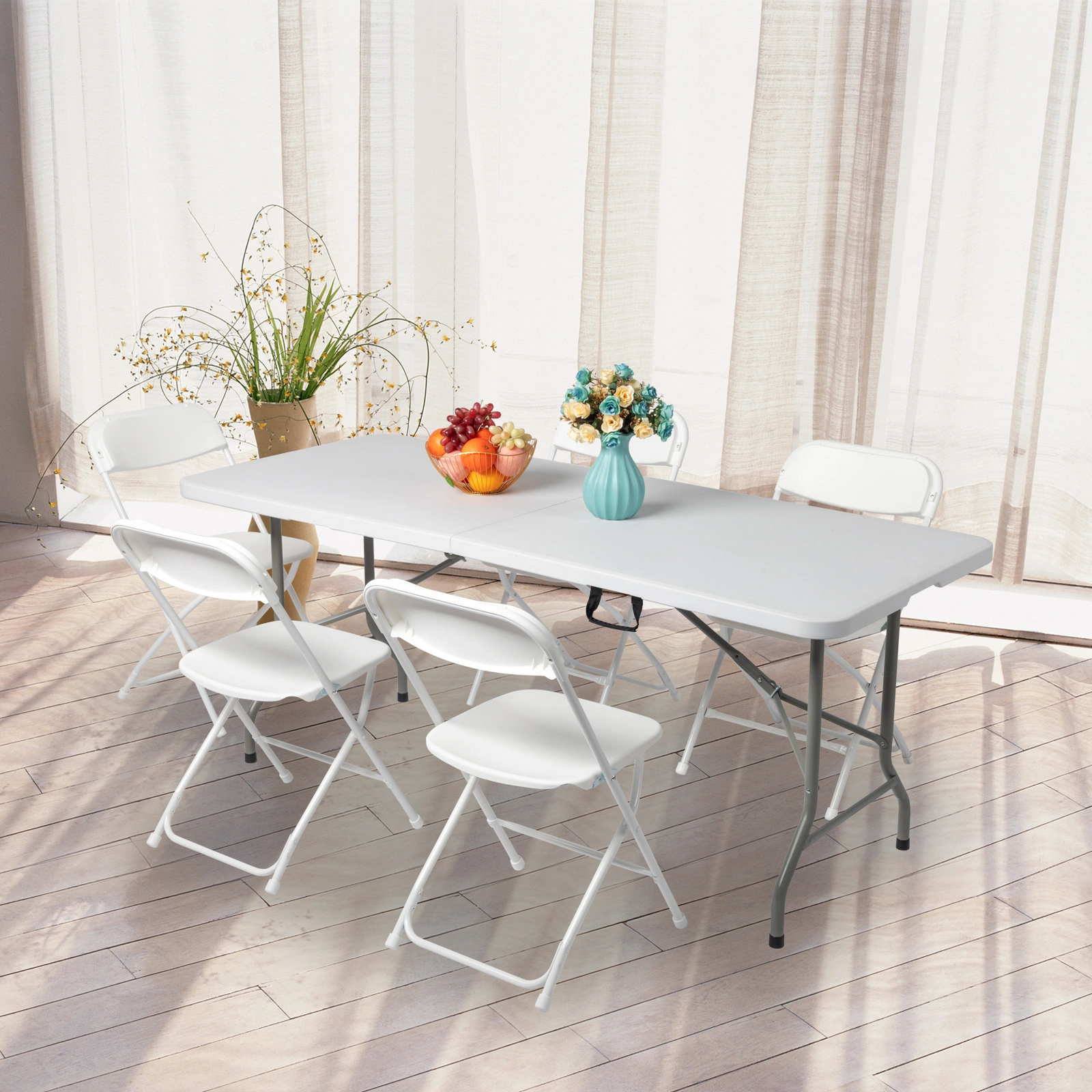 6' Folding Table Portable Plastic Indoor Outdoor Picnic Party Dining Camping Tables view 87