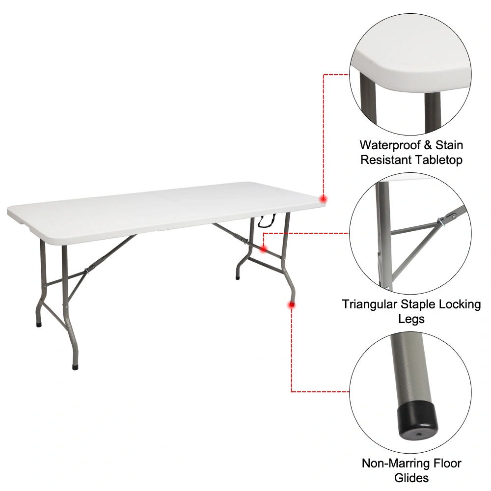 6' Folding Table Portable Plastic Indoor Outdoor Picnic Party Dining Camping Tables view 99