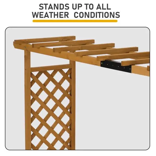 Raised Garden Bed with Trellis, Hanging Roof, Planter Box, Drainage Holes, Vertical Plant Container for Vine Climbing Plant Flower, Standing Wood Planter for Garden Patio Yard, Teak view 4