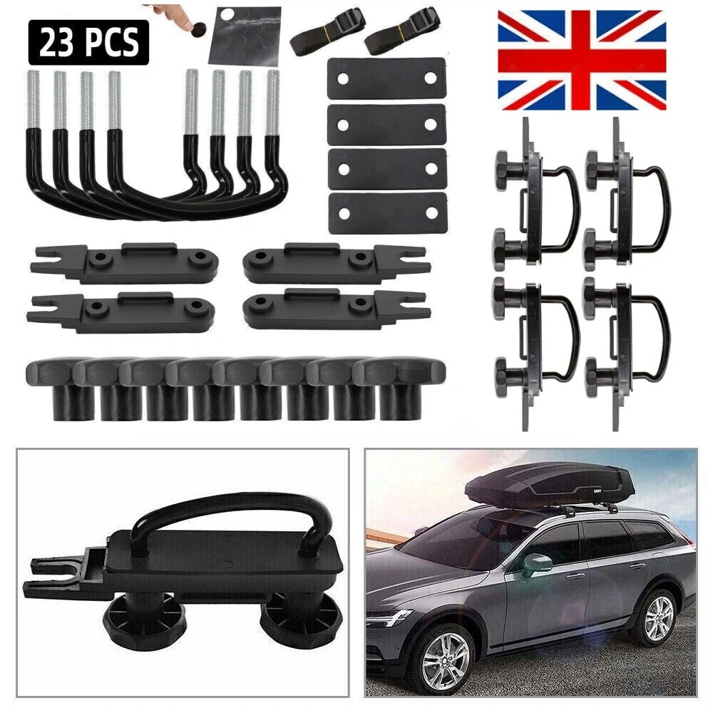 4PCS Stainless Steel Universal Roof Box U-Bolt Clamps Car Van Mounting Kit