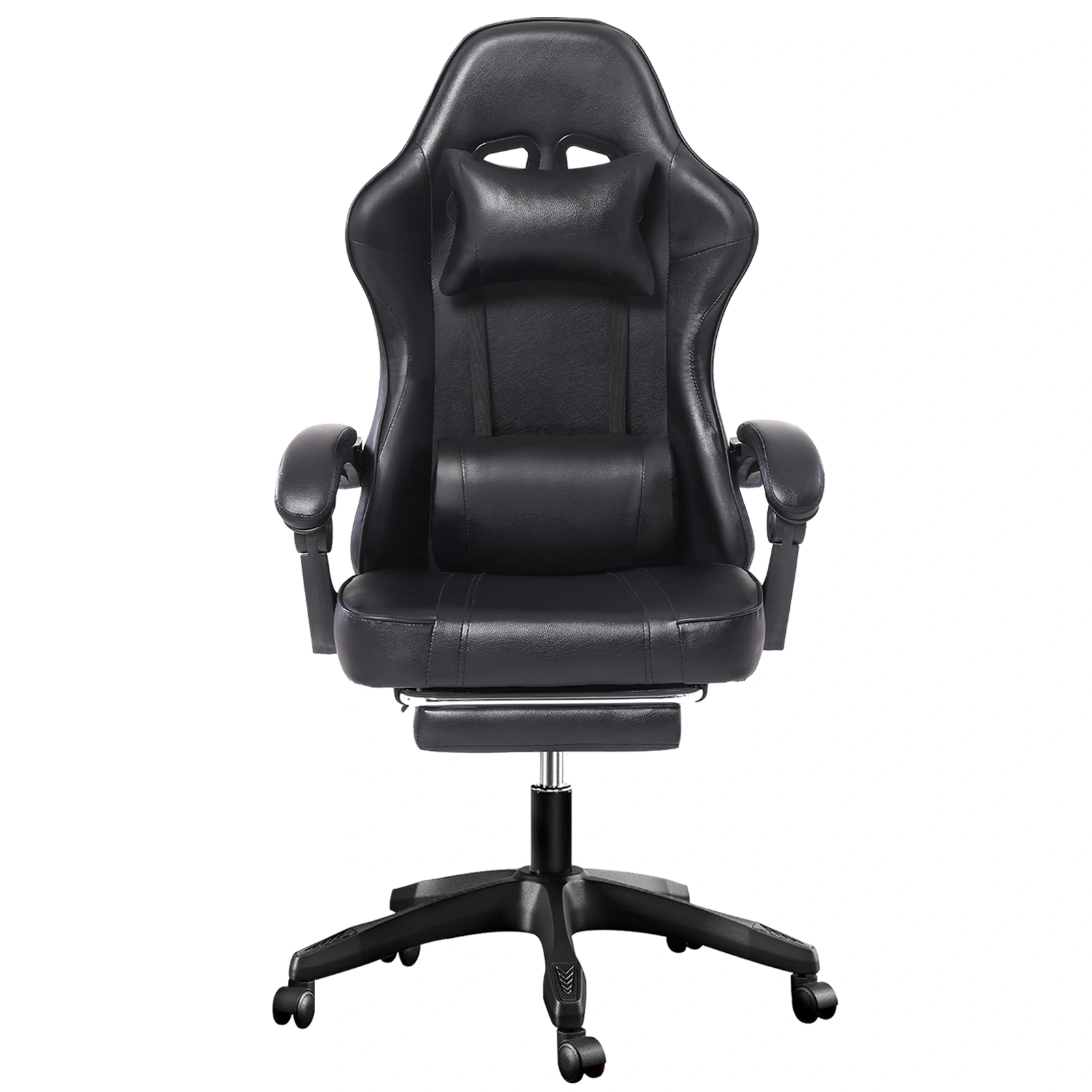 Ergonomic Gaming Chair with Footrest - High Back Recliner Computer Desk Chair for Heavy Adults, Adjustable Lumbar, 360 Swivel, PU Leather, Black