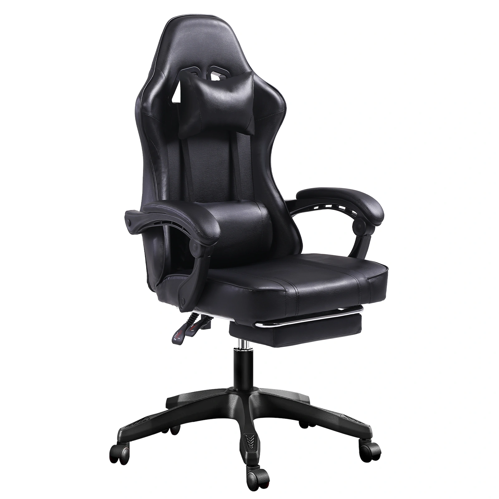 Ergonomic Gaming Chair with Footrest - High Back Recliner Computer Desk Chair for Heavy Adults, Adjustable Lumbar, 360 Swivel, PU Leather, Black view 2