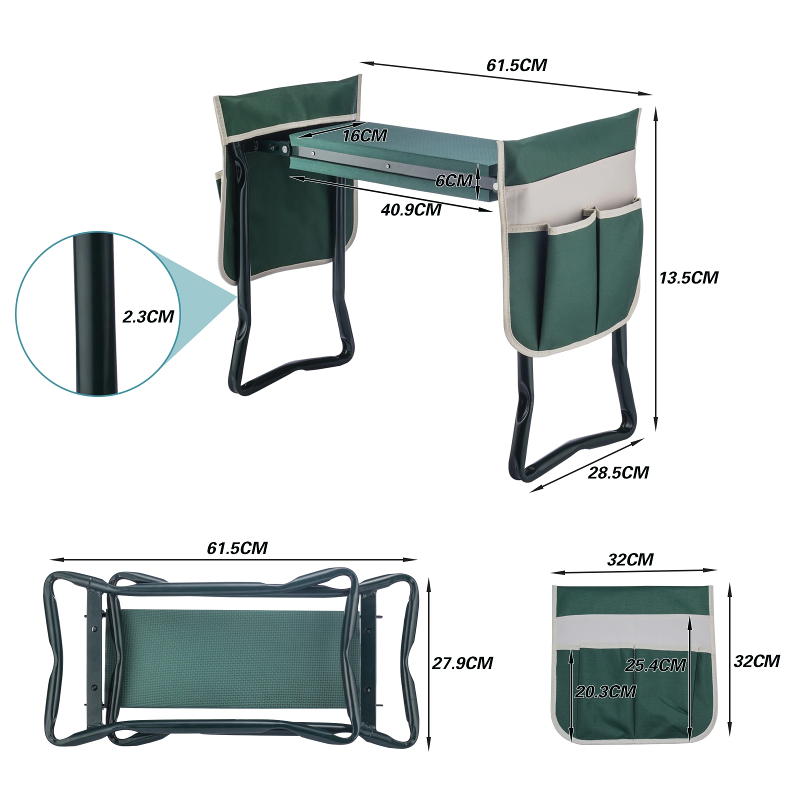 1 Pack Garden Kneeler Stool with 2 Tool Bags & Gloves Outdoor Gardening view 2