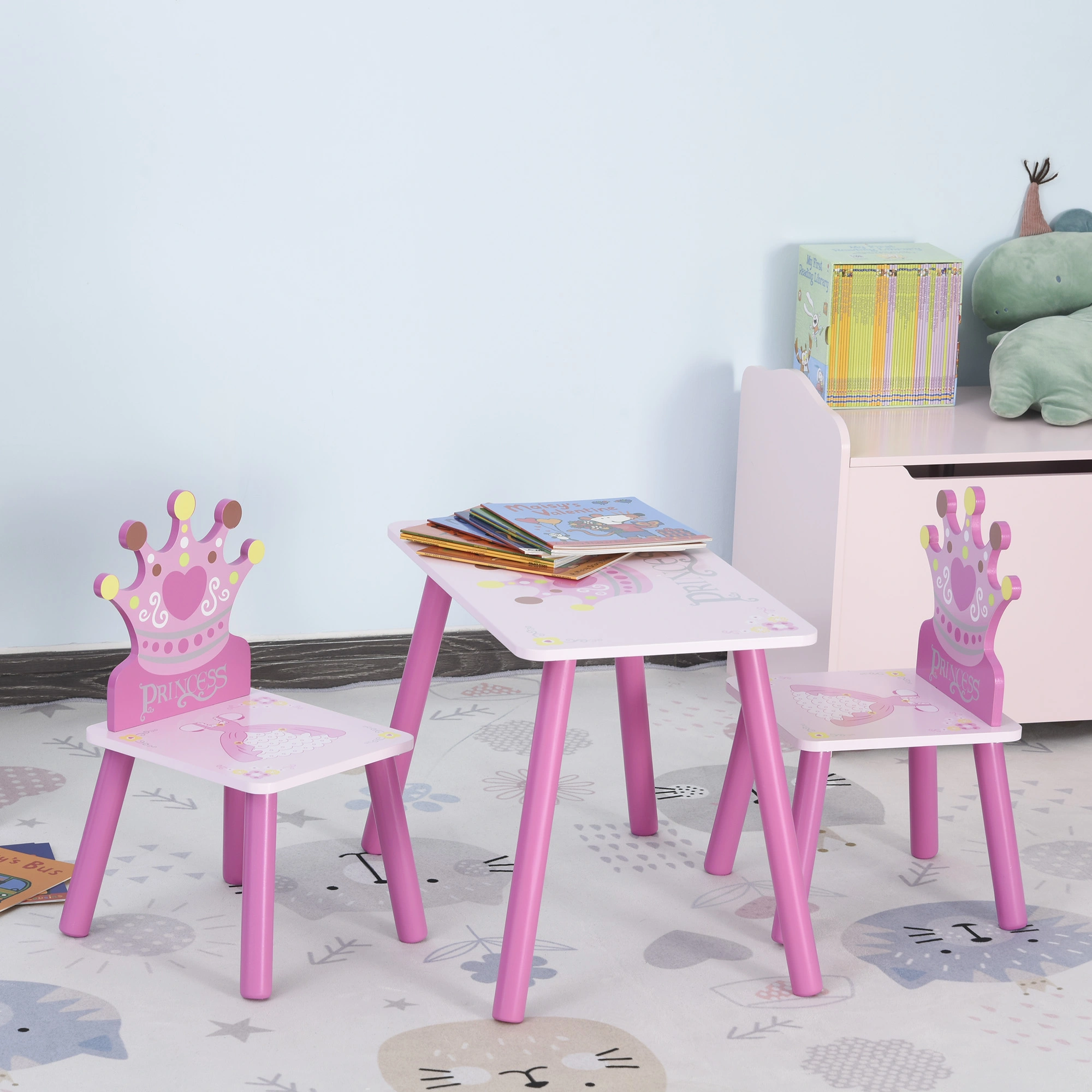 Kids Desk and Chair Set, Adjustable Height Study Table and Ergonomic Chair for Toddlers and Children, Wood Finish, 2 Piece view 2
