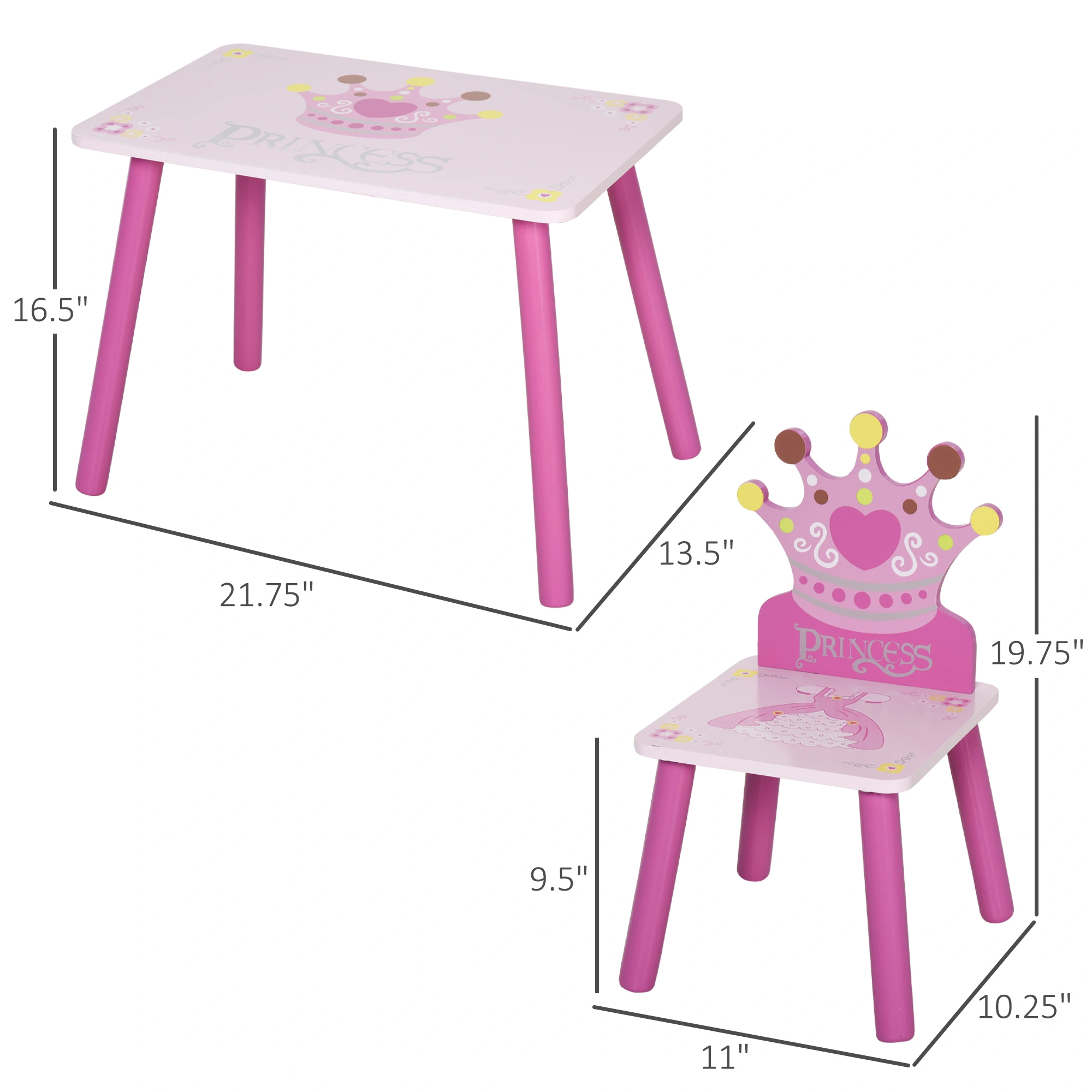 Kids Desk and Chair Set, Adjustable Height Study Table and Ergonomic Chair for Toddlers and Children, Wood Finish, 2 Piece view 3