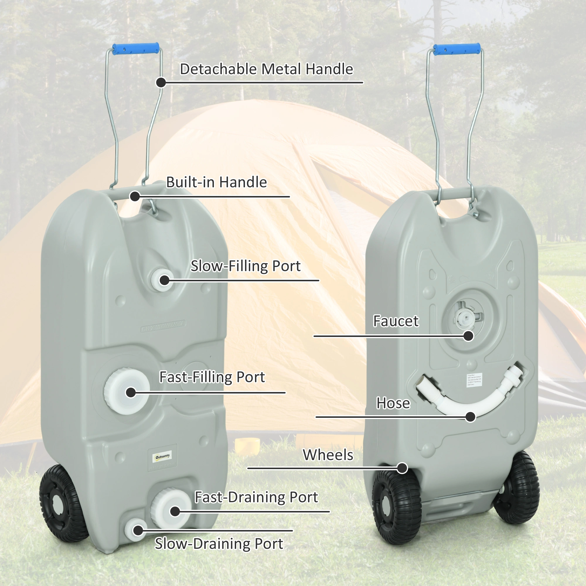Portable RV Water Tank - 5 Gallon Fresh Water Container with Spigot for Camping & Travel view 2