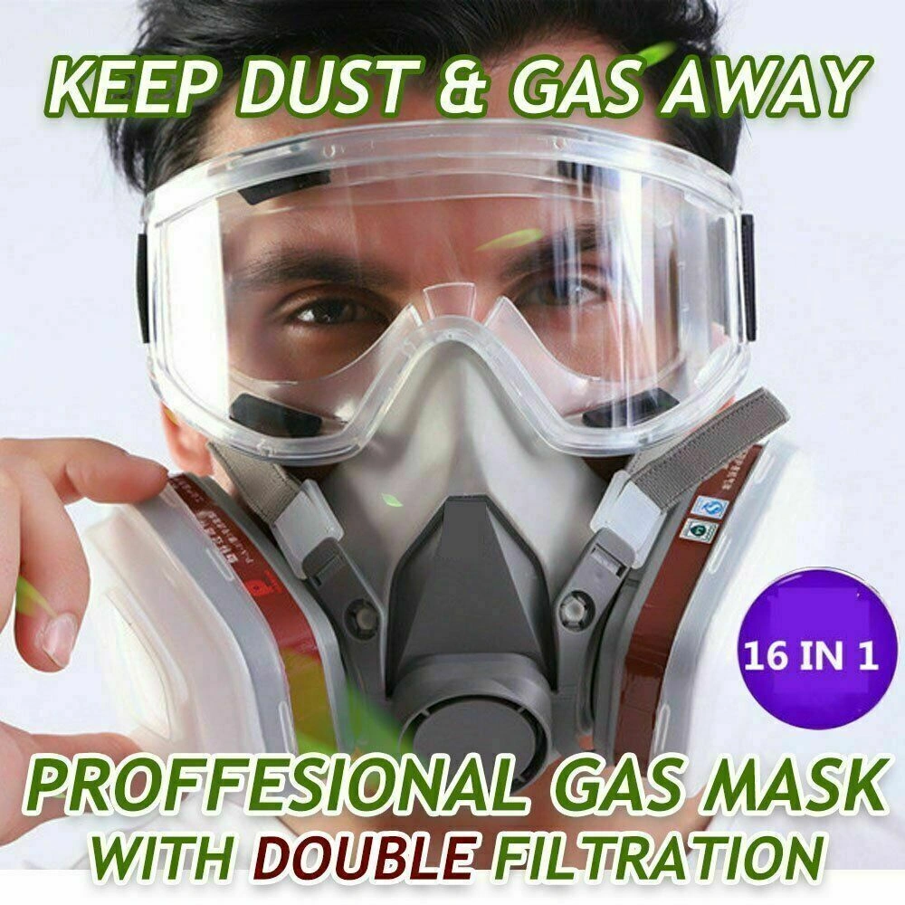 17 in 1 Full Face Respirator Mask, 6200 Gas Mask with Filter, Chemical Spray Facepiece for Painting Protection view 3