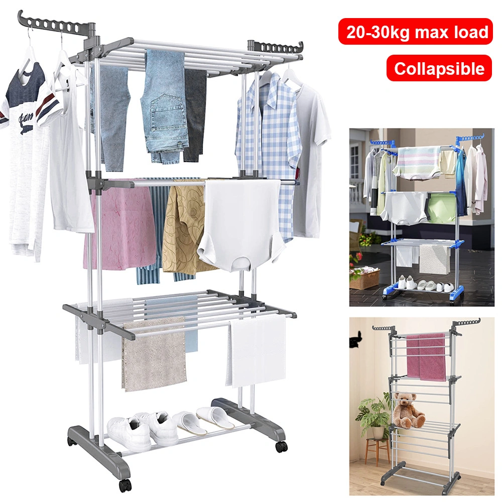 Extra Large Foldable 3 Tier Laundry Airer, Indoor Outdoor Clothes Drying Rack view 2