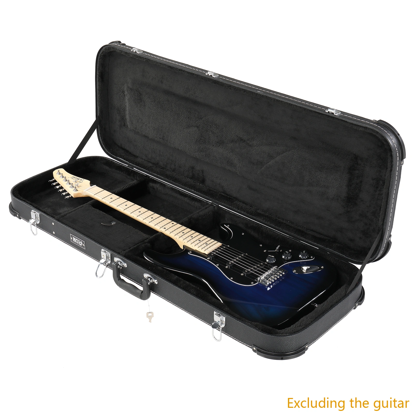 Electric Guitar Square Hard Case with Protective Sleeve Fits ST TL Burning fire 170 Style Electric Guitar Blac view 20