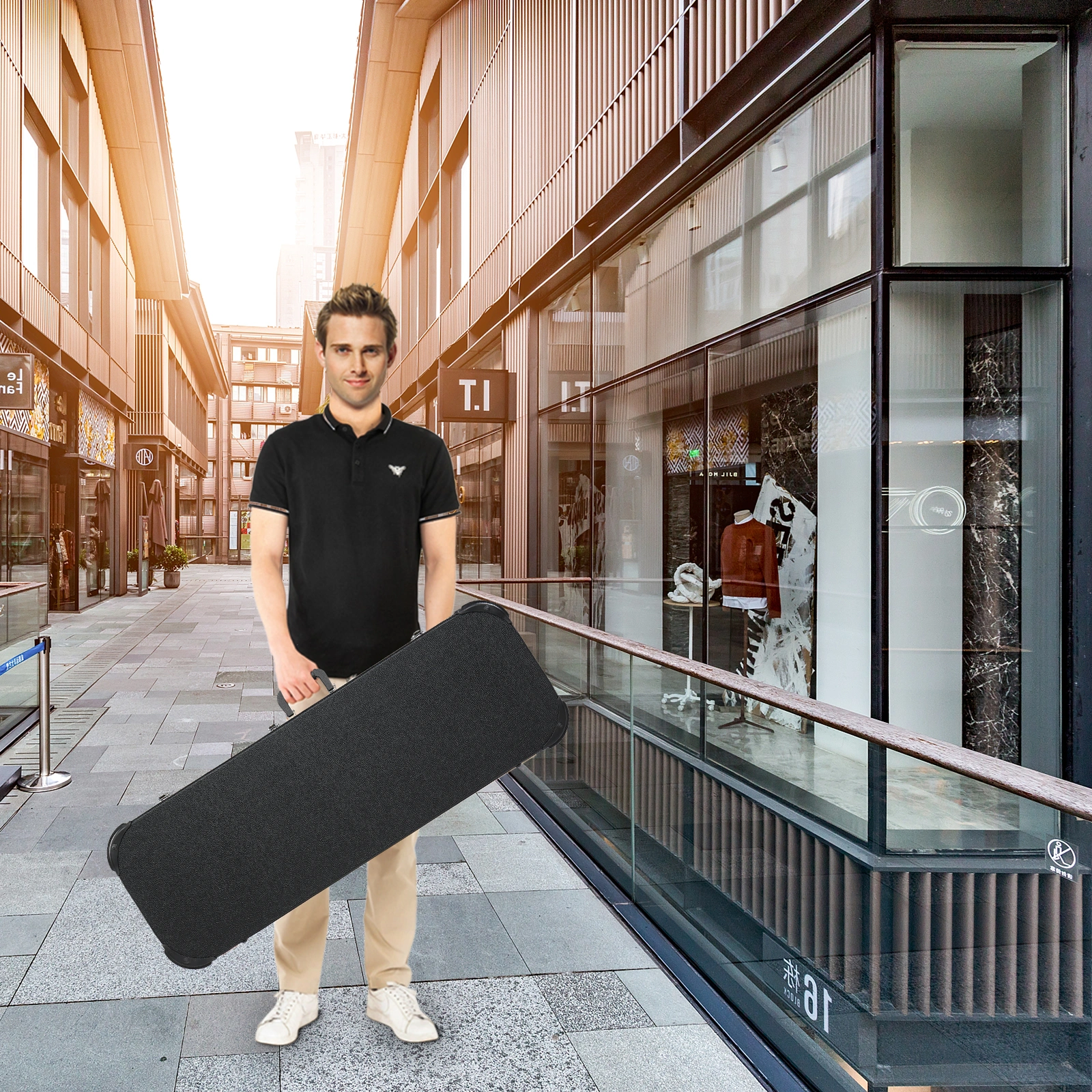 Electric Guitar Square Hard Case with Protective Sleeve Fits ST TL Burning fire 170 Style Electric Guitar Blac view 26