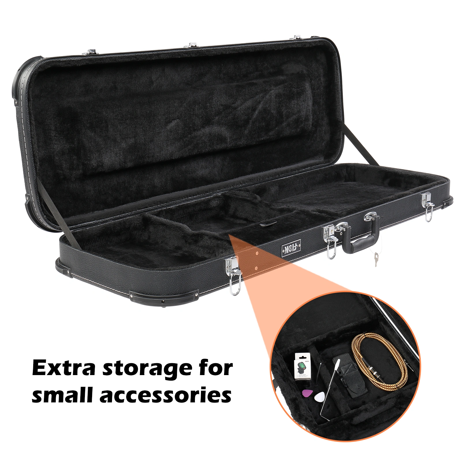 Electric Guitar Square Hard Case with Protective Sleeve Fits ST TL Burning fire 170 Style Electric Guitar Blac view 27