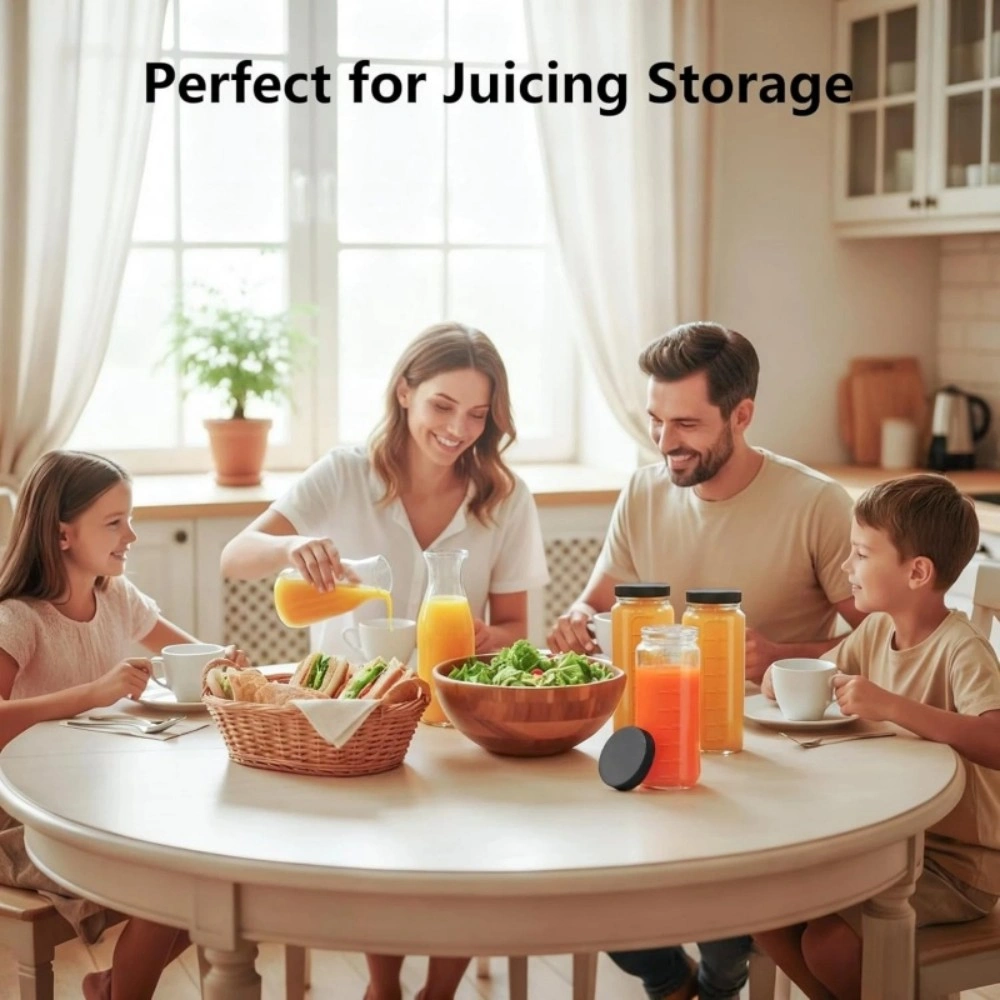 4 Pack 16oz Glass Juice Bottles with Lids and Straws Reusable Smoothie Cup Set view 4