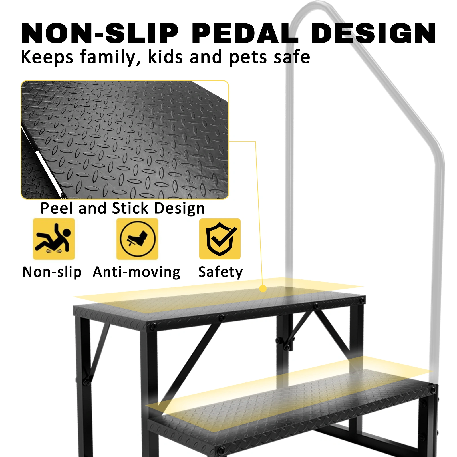 RV 2 Step Ladder, Heavy Duty Hot Tub Steps with Handrail, 660 Lbs Portable Pool Ladder for Camper Outdoor SPA Pet Stairs view 2