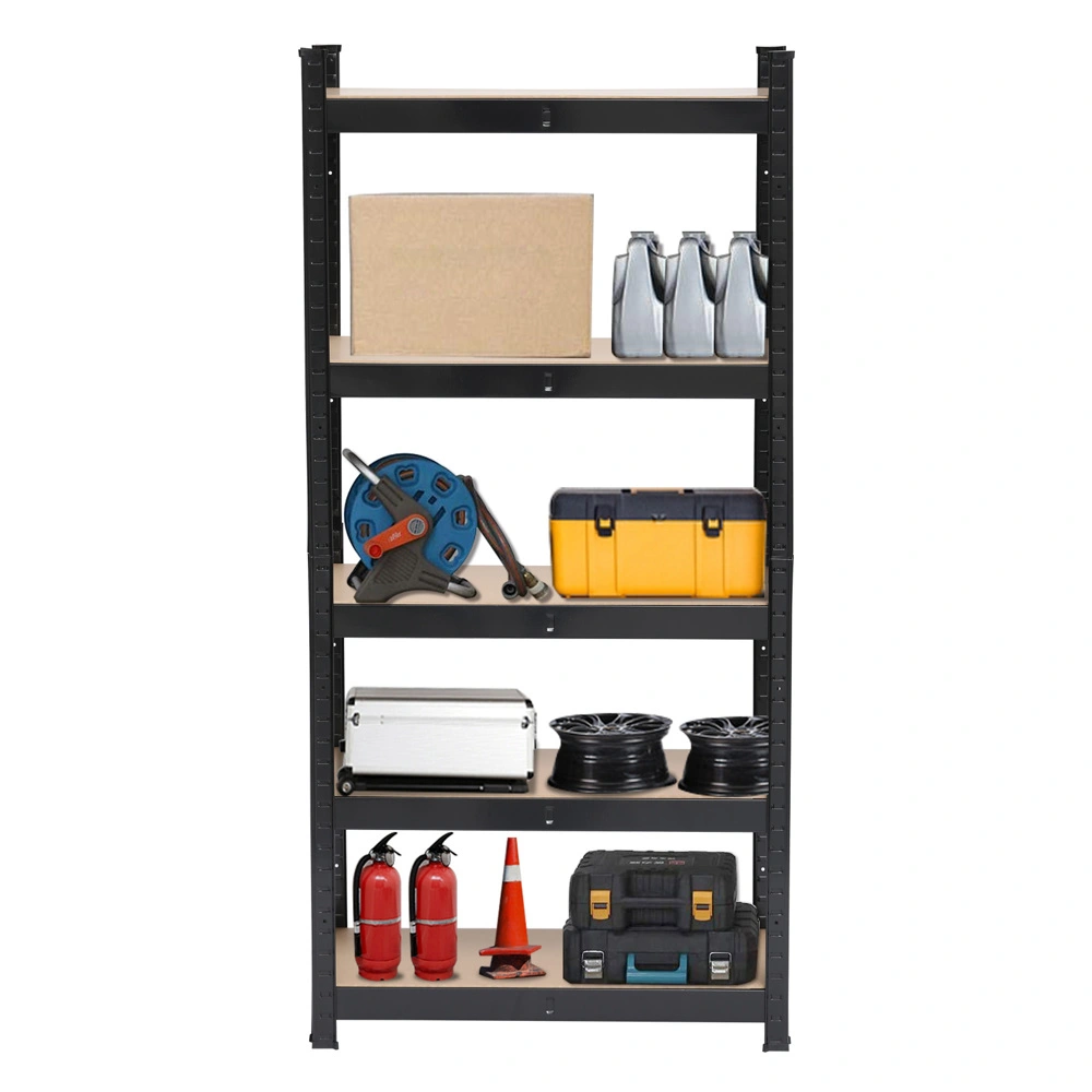 5-Tier Powder Coated Storage Rack 45x90x180cm, Black Metal Shelf with Heavy-Duty Design view 2