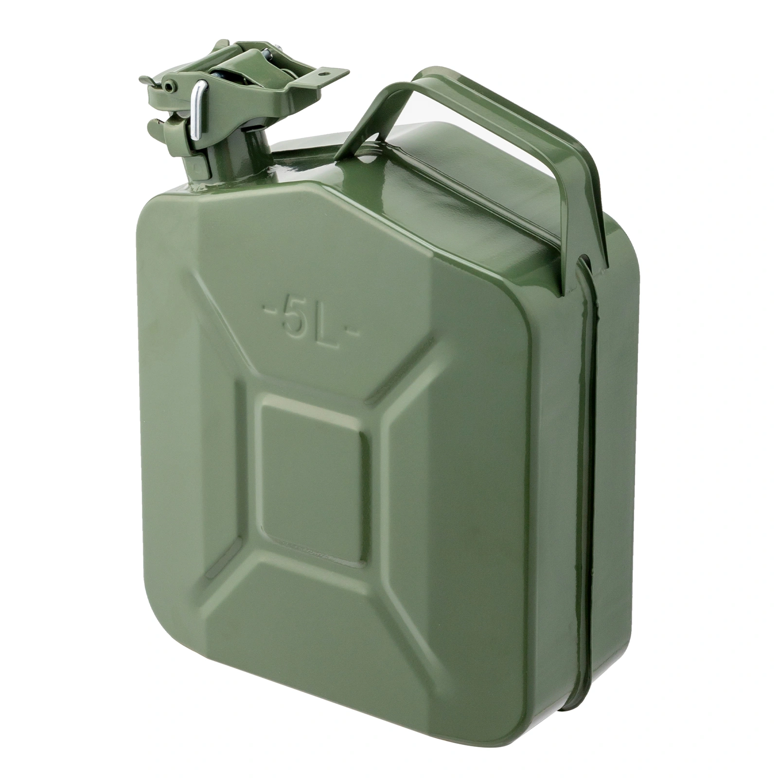 American Style 5L Oil Can 0.6mm Steel Army Green Fuel Container With Inverted Spout Pouring Funnel view 3